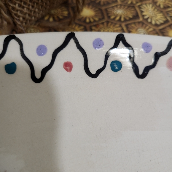 Hand Painted Oval Art Pottery Serving Platter Rooster - Picture 11 of 15